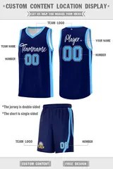 Custom Navy White Classic Sports Basketball Jersey 2