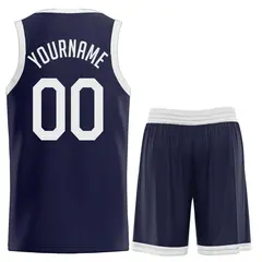 Custom Navy White Classic Sports Basketball Jersey 2