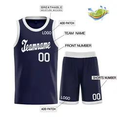 Custom Navy White Classic Sports Basketball Jersey 3