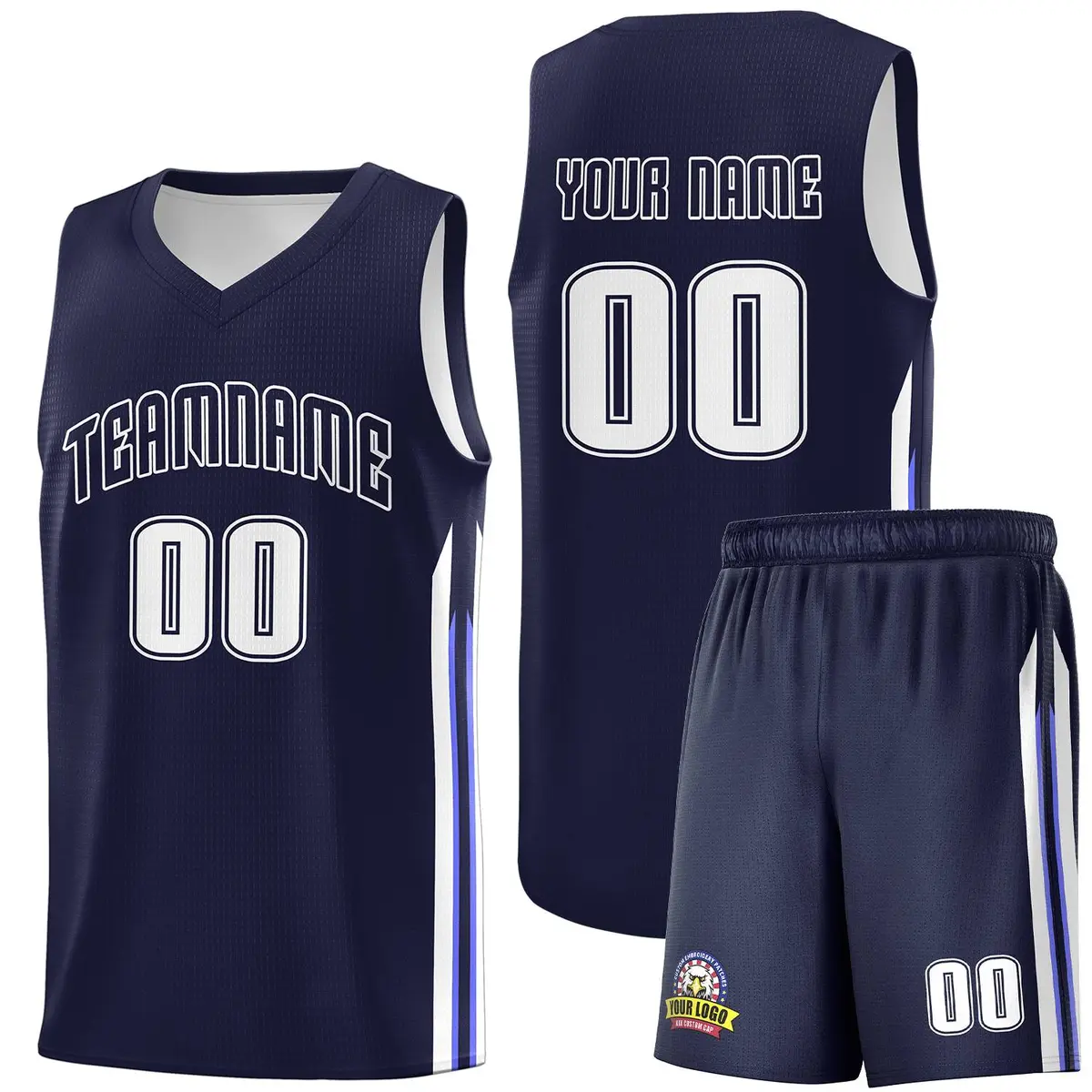 Custom Navy White Classic Sports Basketball Jersey