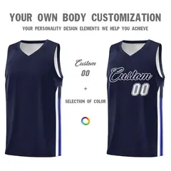 Custom Navy White Classic Sports Basketball Jersey 3