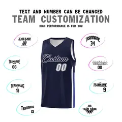 Custom Navy White Classic Sports Basketball Jersey 4