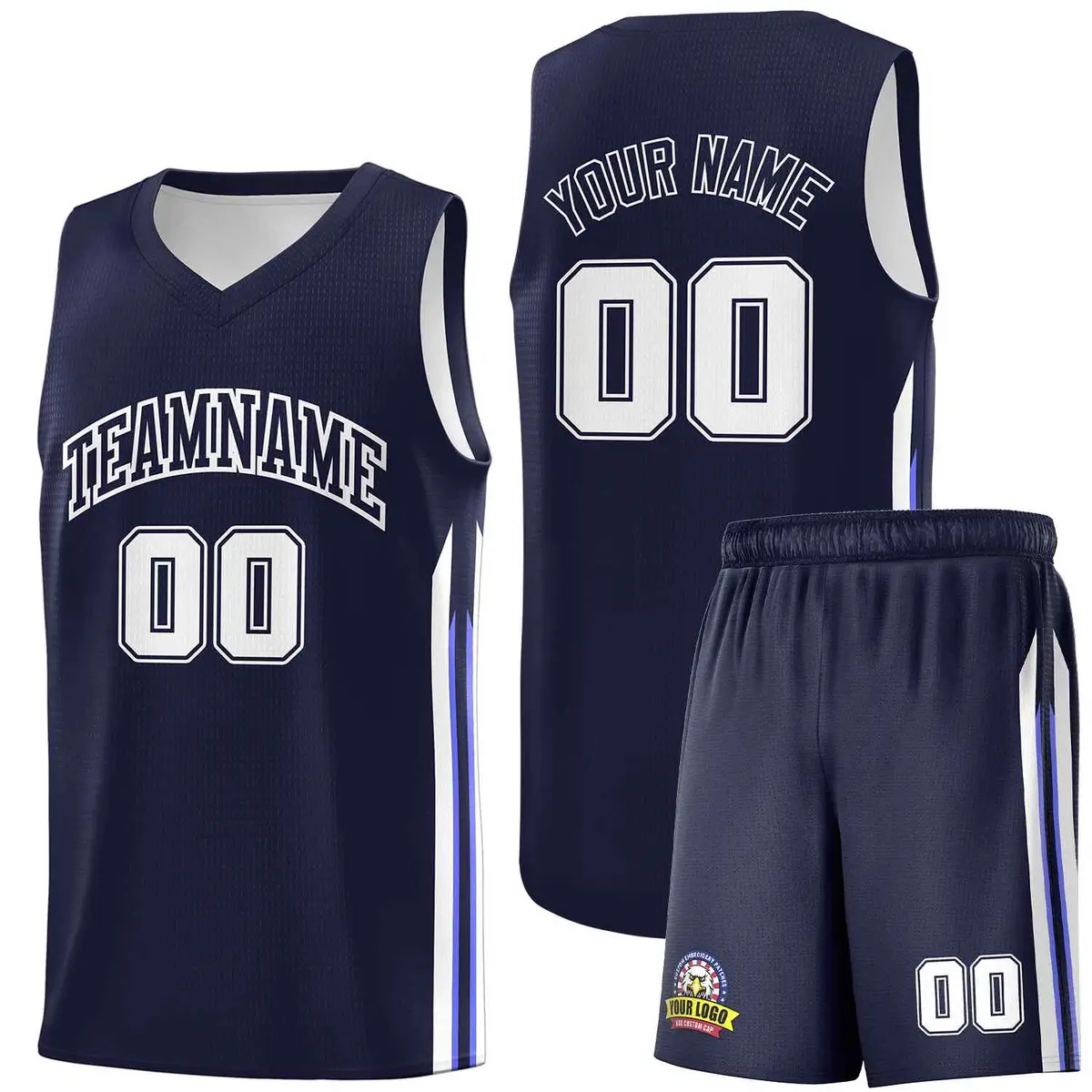 Custom Navy White Classic Sports Basketball Jersey