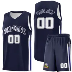 Custom Navy White Classic Sports Basketball Jersey
