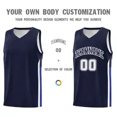 Custom Navy White Classic Sports Basketball Jersey 3