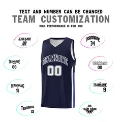 Custom Navy White Classic Sports Basketball Jersey 4