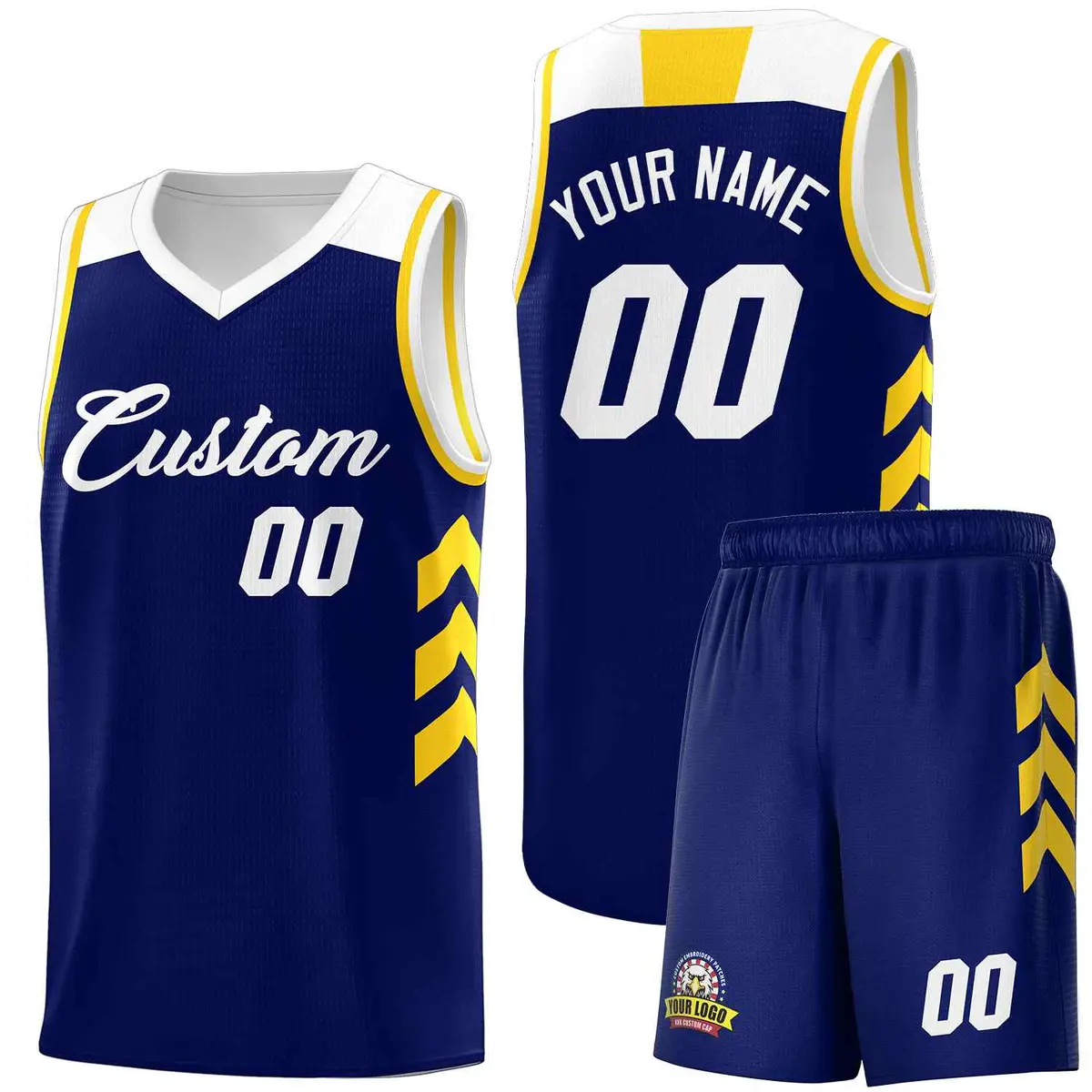 Custom Navy White Classic Sports Basketball Jersey