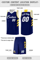 Custom Navy White Classic Sports Basketball Jersey 2