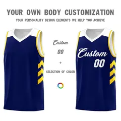 Custom Navy White Classic Sports Basketball Jersey 3