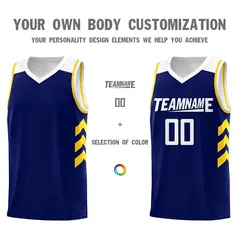 Custom Navy White Classic Sports Basketball Jersey 3