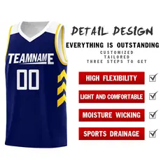Custom Navy White Classic Sports Basketball Jersey 5