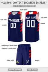 Custom Navy White Classic Sports Basketball Jersey 2