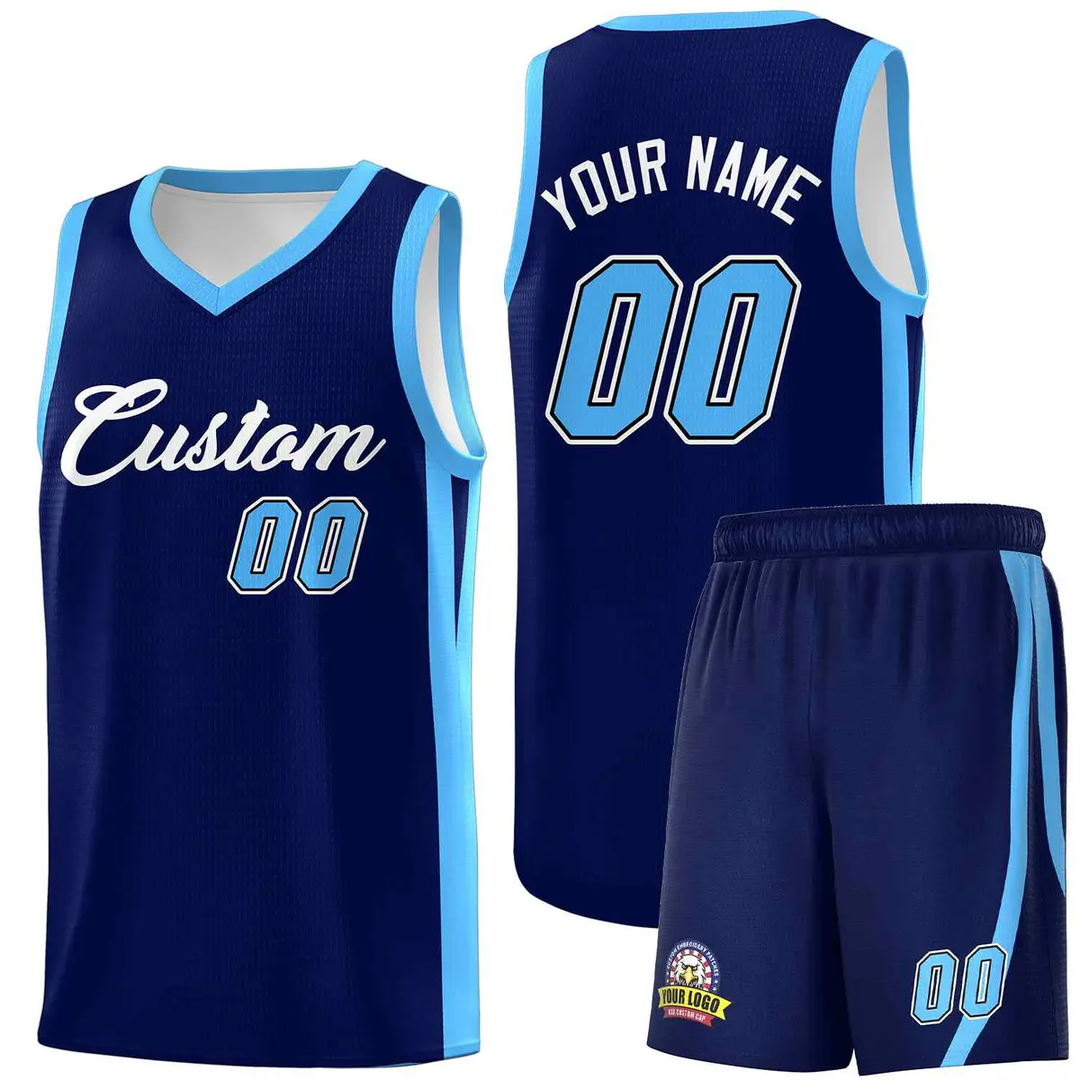Custom Navy White Classic Sports Basketball Jersey