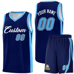 Custom Navy White Classic Sports Basketball Jersey