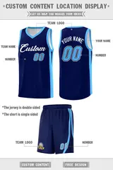 Custom Navy White Classic Sports Basketball Jersey 2
