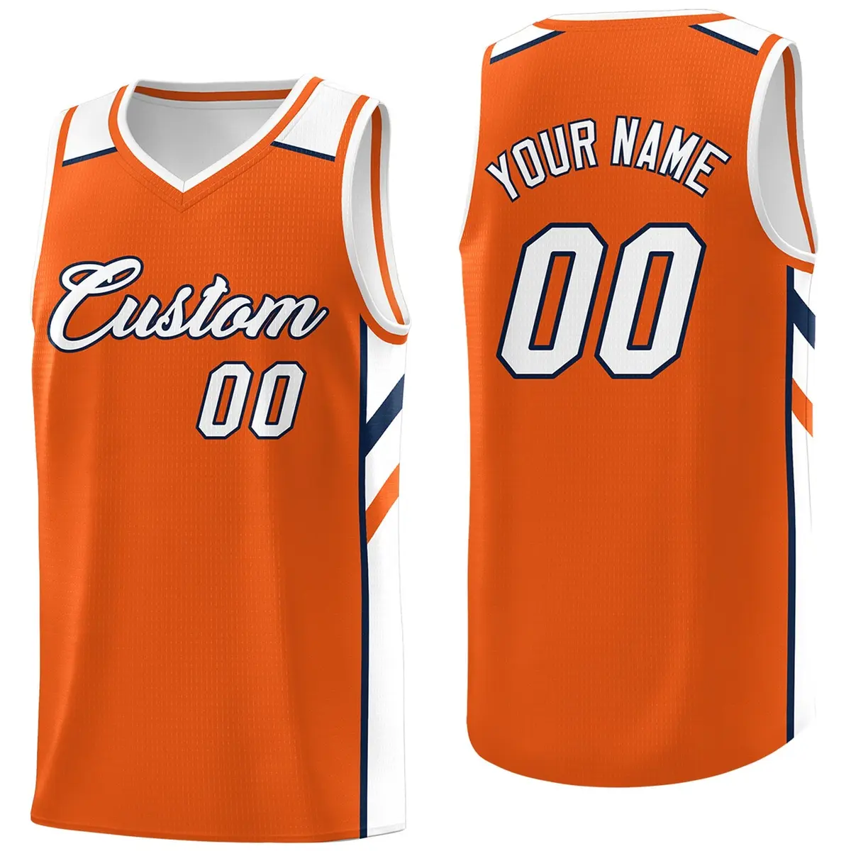 Custom Orange White Classic Breathable Basketball Jersey