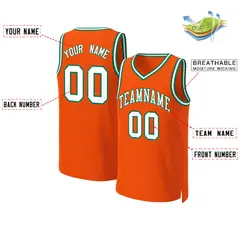 Custom Orange White-Kelly Green Classic Basketball Jersey 2