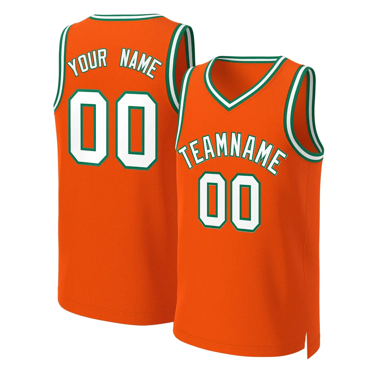 Custom Orange White-Kelly Green Classic Basketball Jersey