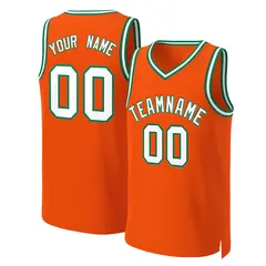 Custom Orange White-Kelly Green Classic Basketball Jersey 1