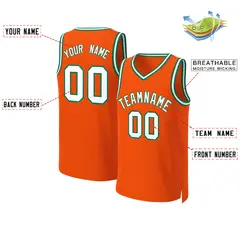 Custom Orange White-Kelly Green Classic Basketball Jersey 2