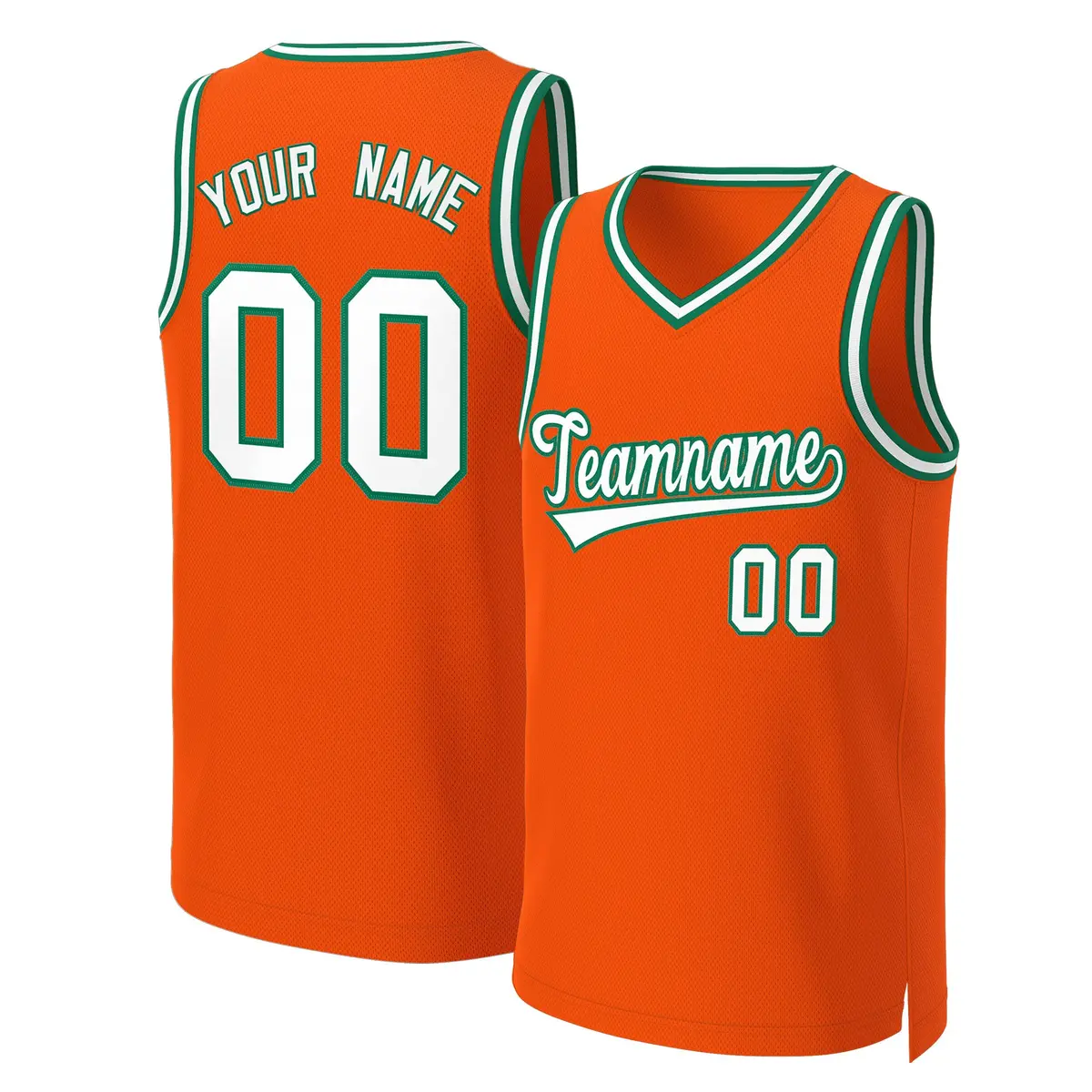 Custom Orange White-Kelly Green Classic Basketball Jersey