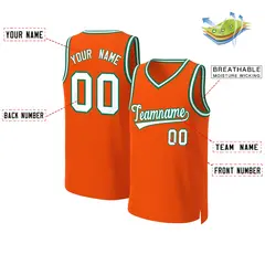 Custom Orange White-Kelly Green Classic Basketball Jersey 2