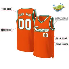 Custom Orange White-Kelly Green Classic Basketball Jersey 2
