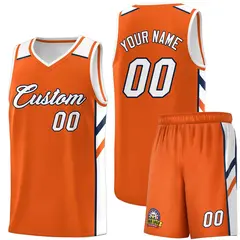 Custom Orange White-Navy Classic Sports Basketball Jersey
