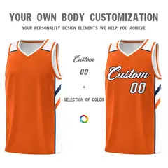 Custom Orange White-Navy Classic Sports Basketball Jersey 3