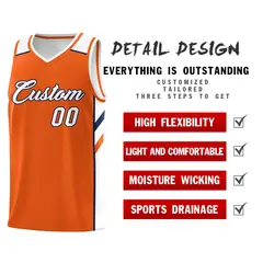 Custom Orange White-Navy Classic Sports Basketball Jersey 5