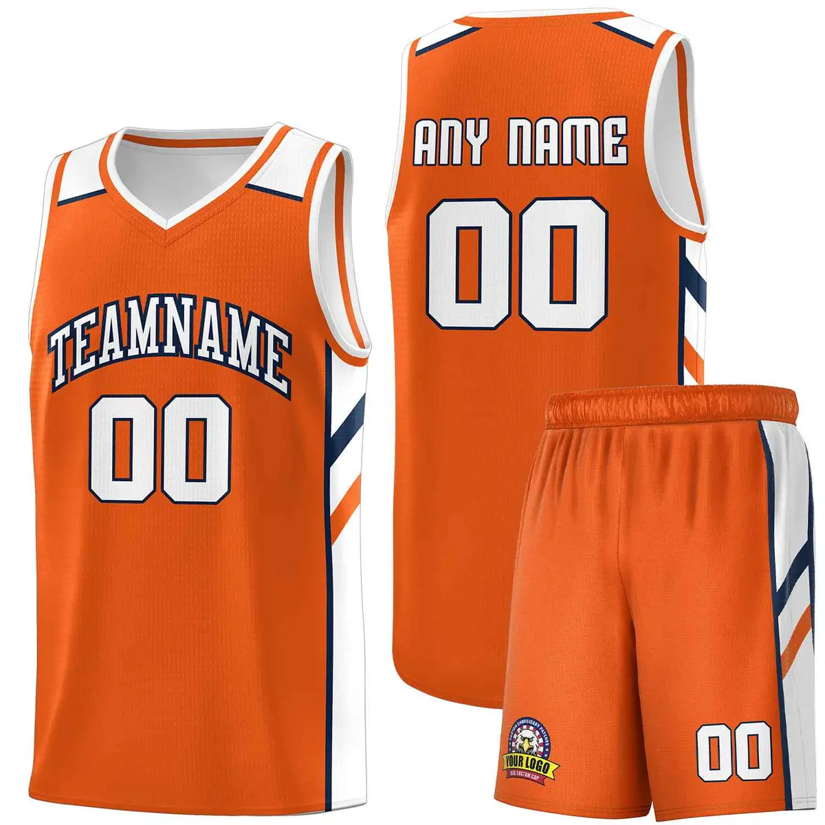 Custom Orange White-Navy Classic Sports Basketball Jersey