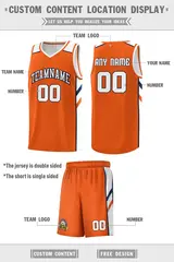 Custom Orange White-Navy Classic Sports Basketball Jersey 2