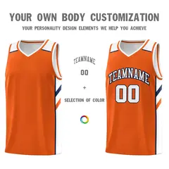 Custom Orange White-Navy Classic Sports Basketball Jersey 3