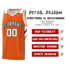 Custom Orange White-Navy Classic Sports Basketball Jersey 5