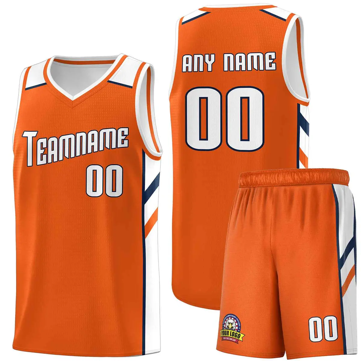 Custom Orange White-Navy Classic Sports Basketball Jersey