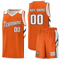 Custom Orange White-Navy Classic Sports Basketball Jersey