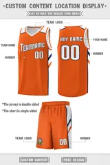 Custom Orange White-Navy Classic Sports Basketball Jersey 2