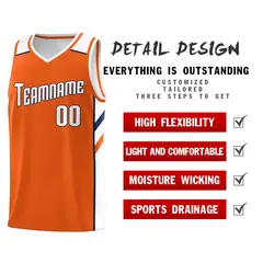 Custom Orange White-Navy Classic Sports Basketball Jersey 5