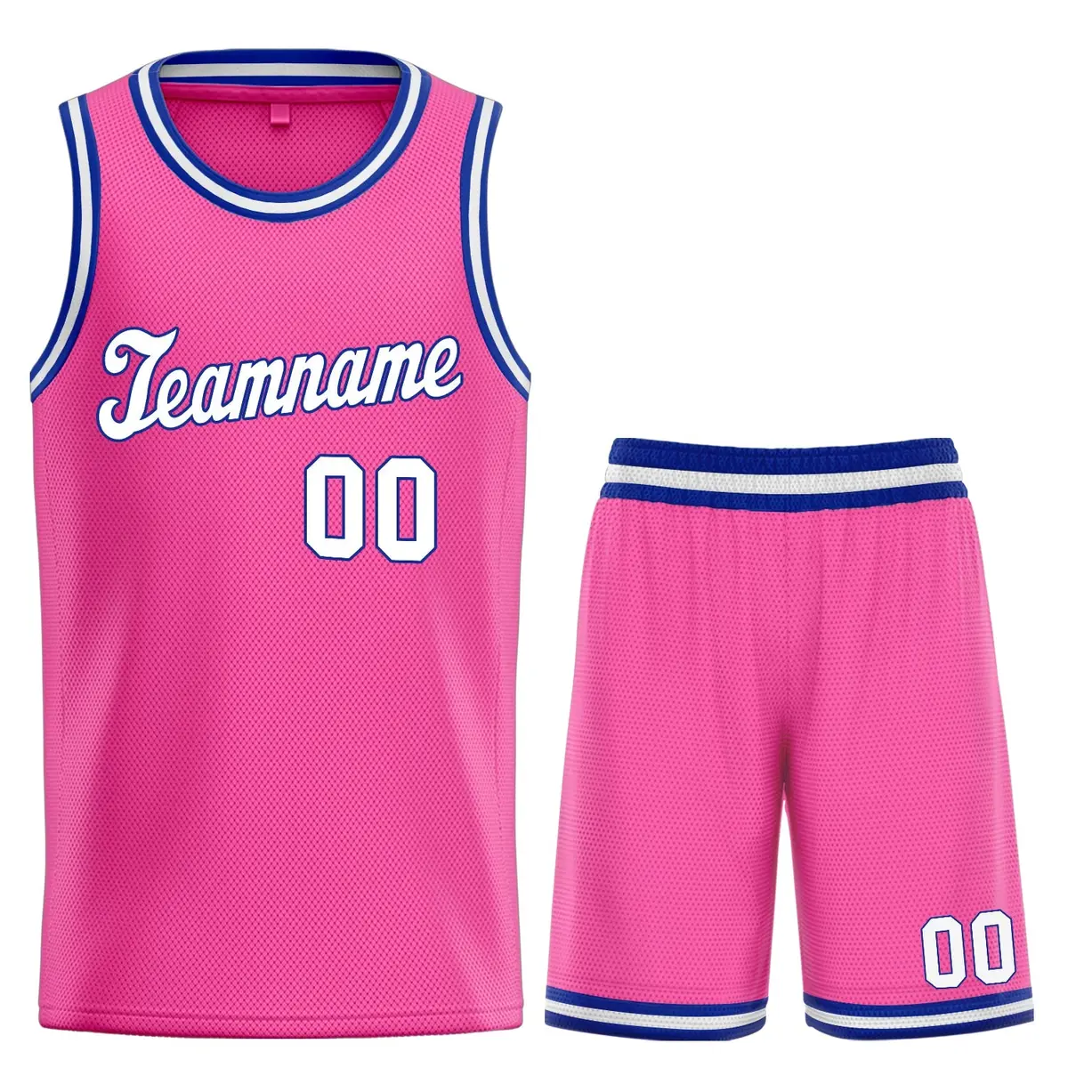 Custom Pink Blue Classic Team Basketball Jersey