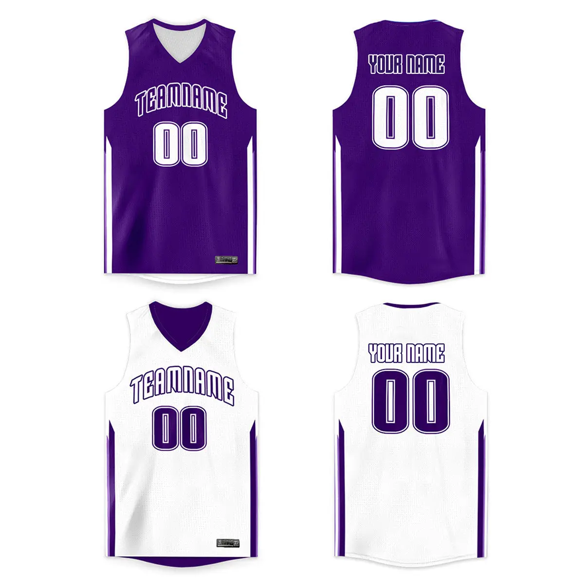 Custom Purple White Double Side Basketball Jersey