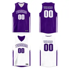 Custom Purple White Double Side Basketball Jersey