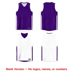 Custom Purple White Double Side Basketball Jersey 6