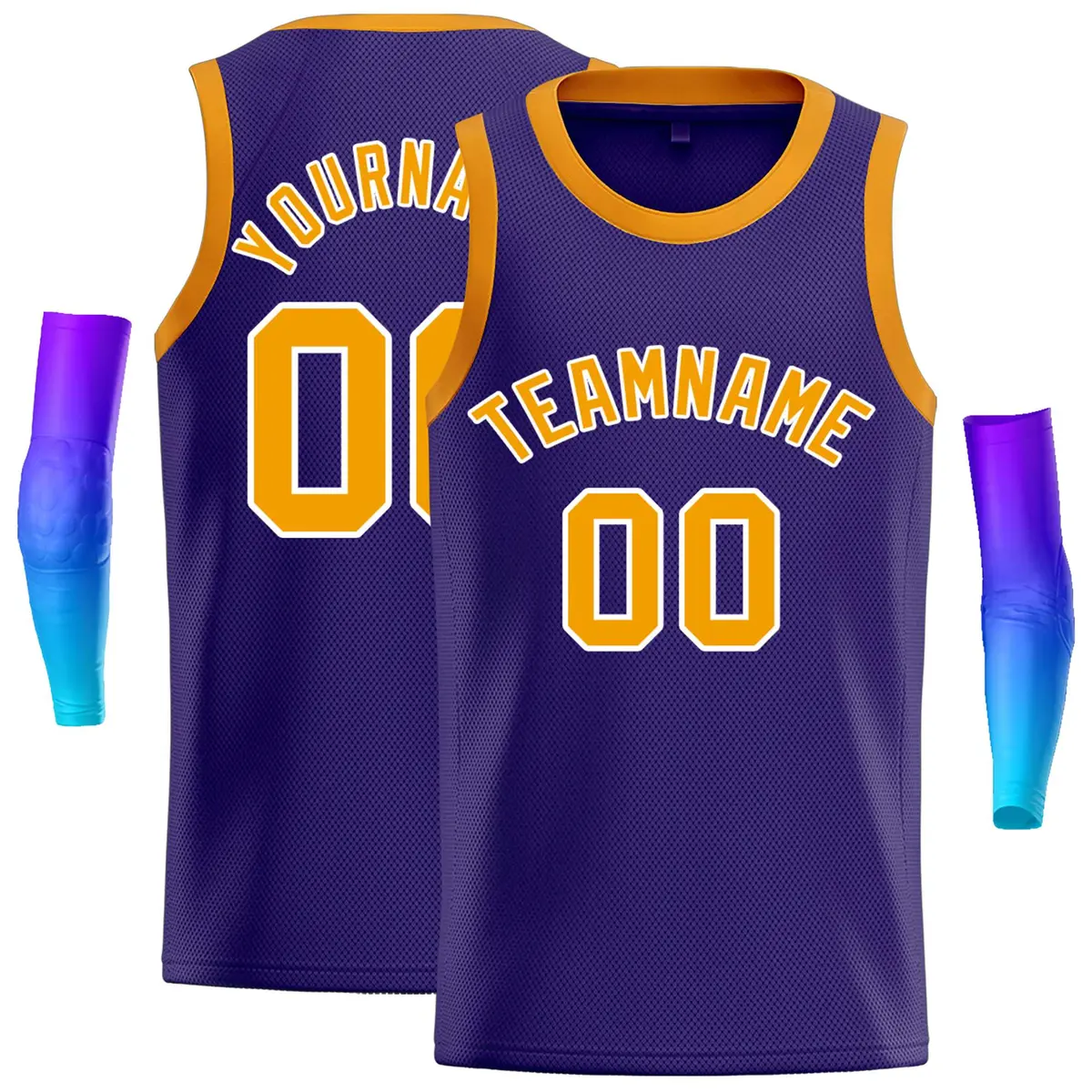 Custom Purple Yellow-White Classic Casual Basketball Jersey