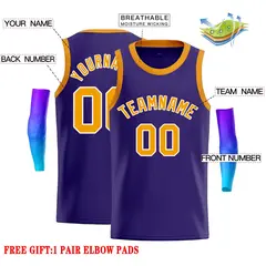 Custom Purple Yellow-White Classic Casual Basketball Jersey 2