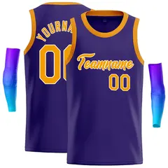 Custom Purple Yellow-White Classic Casual Basketball Jersey