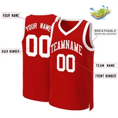 Custom Red White Classic Basketball Jersey