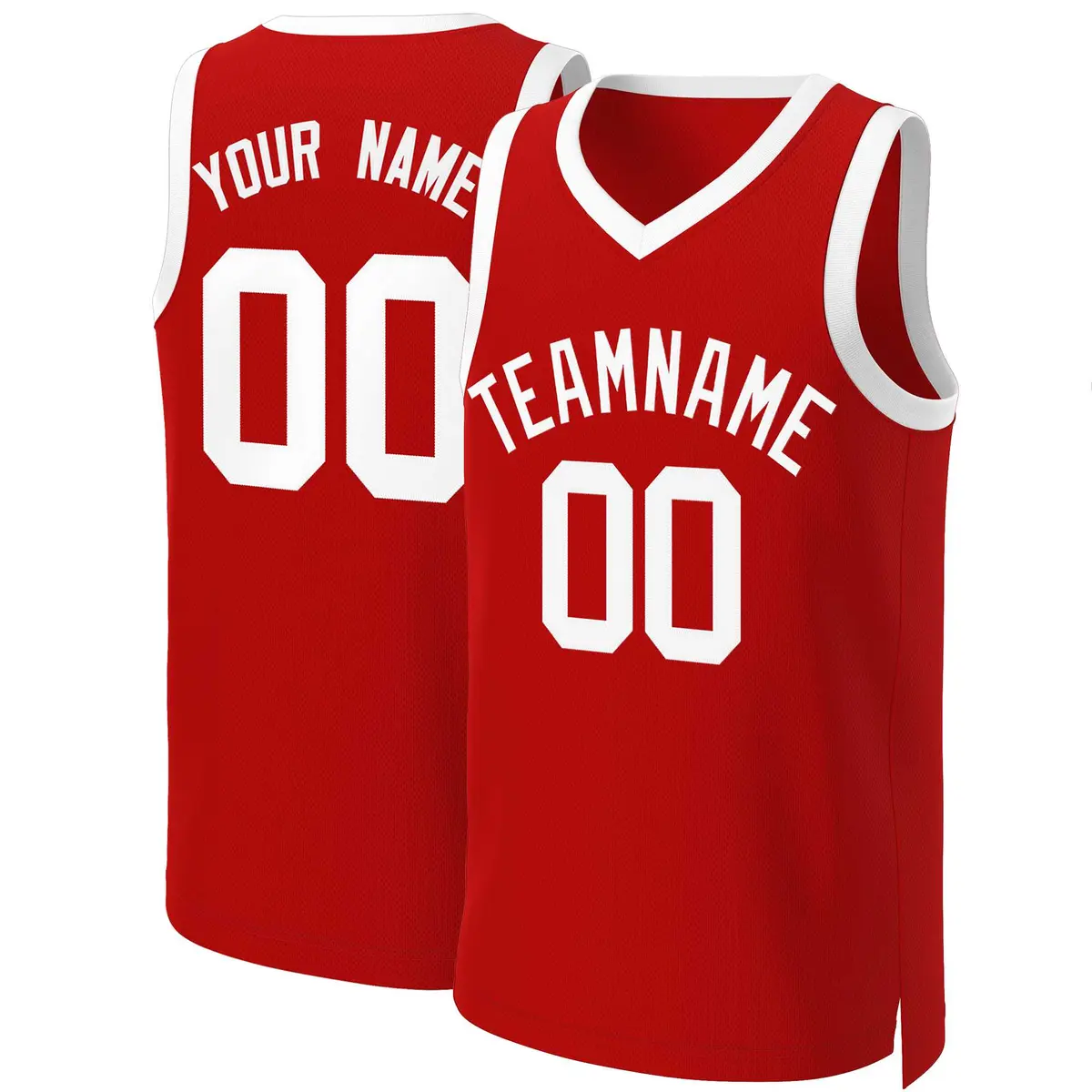 Custom Red White Classic Basketball Jersey