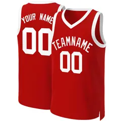 Custom Red White Classic Basketball Jersey