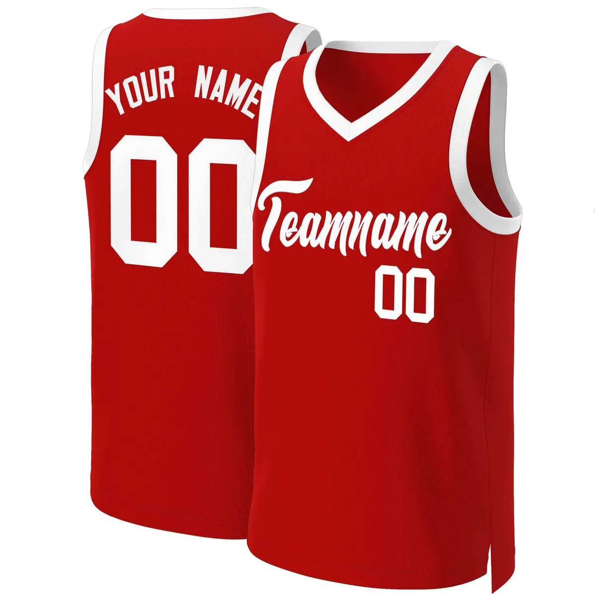 Custom Red White Classic Basketball Jersey
