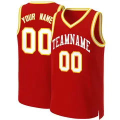 Custom Red White Classic Basketball Jersey 1